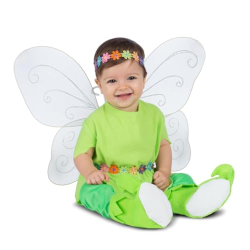 My Other Me Baby-Kostüm mit Tinkerbell mit Stirnband, Flügeln, Kleid, Leggings und Söckchen, Grün, Größe 7-12 Monate. Umhüllt Ihr Kind in eine Fantasiewelt. von My Other Me