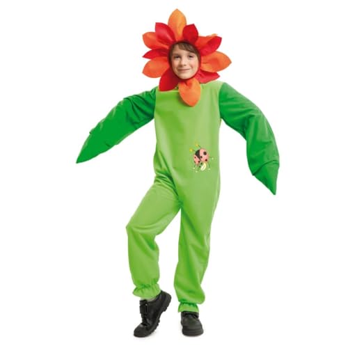 My Other Me Blumen-Kostüm für Babys, Unisex, mit Overall und Hut in Orange und Grün, Marienkäfer auf dem Oberkörper, Größe 12-24 Monate, perfekt für eine Frühlingsparty von My Other Me