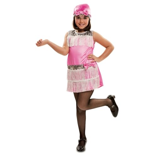 My Other Me Charleston-Kostüm für Mädchen, Größe 7-9 Jahre, inklusive rosa Kleid mit seidigem Gefühl mit weißen Fransen, silbernen Pailletten und glitzernder Schleife und passendem Kopfschmuck mit My Other Me Charleston-Kostüm für Mädchen, Größe 7-9 Jahre, inklusive rosa Kleid mit seidigem Gefühl mit weißen Fransen, silbernen Pailletten und glitzernder Schleife und passendem Kopfschmuck mit von My Other Me
