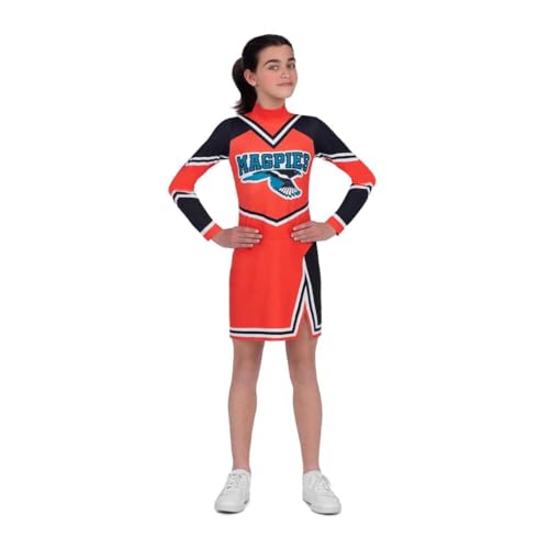 My Other Me Cheerleader-Kostüm für Mädchen mit Kleid in Orange und Schwarz, Größe 7-9 Jahre. Heben Sie sich auf jeder Party mit Ihrem einzigartigen Stil hervor von My Other Me