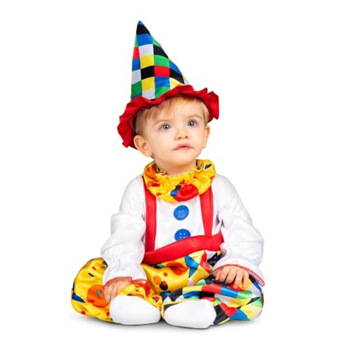 My Other Me Clown-Kostüm für Babys, Unisex, mit Hut und Overall, mehrfarbig, Größe 12-24 Monate. Ein Karneval des Lachens und der Farben für die Kleinsten My Other Me Clown-Kostüm für Babys, Unisex, mit Hut und Overall, mehrfarbig, Größe 12-24 Monate. Ein Karneval des Lachens und der Farben für die Kleinsten von My Other Me