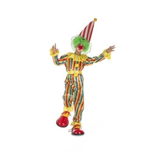 My Other Me Clown-Kostüm für Kinder, Unisex, Größe 5-6 Jahre. Inklusive konischem Hut, farbenfroher gestreifter Overall mit Kragen, Manschetten und großen gelben Knöpfen und Gürtel. My Other Me Clown-Kostüm für Kinder, Unisex, Größe 5-6 Jahre. Inklusive konischem Hut, farbenfroher gestreifter Overall mit Kragen, Manschetten und großen gelben Knöpfen und Gürtel. von My Other Me