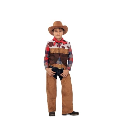 My Other Me Cowboy-Kostüm für Kinder, Größe 3-4 Jahre. Inklusive rotem Halstuch, brauner Weste mit Fransen und Kuh-Druck und Gürtel. Kleiner Cowboy reitet zum Horizont. My Other Me Cowboy-Kostüm für Kinder, Größe 3-4 Jahre. Inklusive rotem Halstuch, brauner Weste mit Fransen und Kuh-Druck und Gürtel. Kleiner Cowboy reitet zum Horizont. von My Other Me