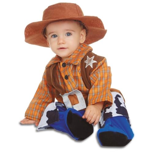 My Other Me Cowboy-Kostüm für Kinder, mit Hut und Overall in Braun und Orange, für Babys, Größe 12-24 Monate. Abenteuer im wilden Westen warten auf Sie! von My Other Me