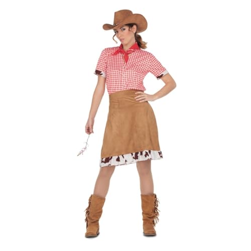 My Other Me Cowgirl-Kostüm für Damen, Größe M-L, inkl. rotem Halstuch, rot-weiß kariertem Hemd, brauner Rock aus Wildleder mit Rüschen bedruckt, ideal für Partys, Karneval oder Westenthema. My Other Me Cowgirl-Kostüm für Damen, Größe M-L, inkl. rotem Halstuch, rot-weiß kariertem Hemd, brauner Rock aus Wildleder mit Rüschen bedruckt, ideal für Partys, Karneval oder Westenthema. von My Other Me