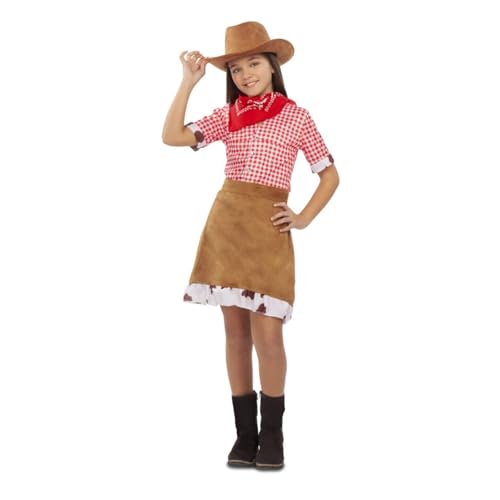 My Other Me Cowgirl-Kostüm für Mädchen, Größe 5-6 Jahre. Inklusive rotem Halstuch, weißem Hemd mit roten Karos und braunem Rock, mit Details aus Kuhhaut. My Other Me Cowgirl-Kostüm für Mädchen, Größe 5-6 Jahre. Inklusive rotem Halstuch, weißem Hemd mit roten Karos und braunem Rock, mit Details aus Kuhhaut. von My Other Me