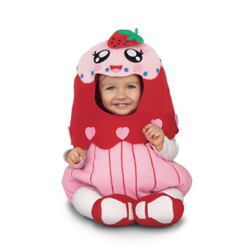 My Other Me Cupcake-Kostüm für Babys, Unisex, mit Anzug, Mütze und Söckchen in Rot und Rosa, Größe 12-24 Monate, Süße in jedem Lächeln. von My Other Me