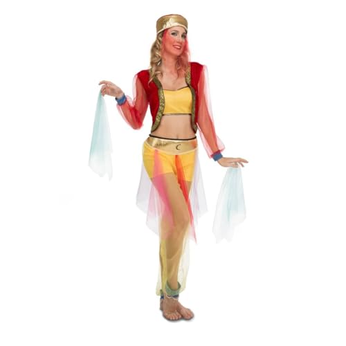 My Other Me Damen-Bauchballerina-Kostüm, Größe S, inklusive goldenem und rotem Hut, gelbes Oberteil, rote Jacke mit Stickerei, Tüllärmeln und blauen Bündchen, Culotte, Hose und Taschentücher. My Other Me Damen-Bauchballerina-Kostüm, Größe S, inklusive goldenem und rotem Hut, gelbes Oberteil, rote Jacke mit Stickerei, Tüllärmeln und blauen Bündchen, Culotte, Hose und Taschentücher. von My Other Me
