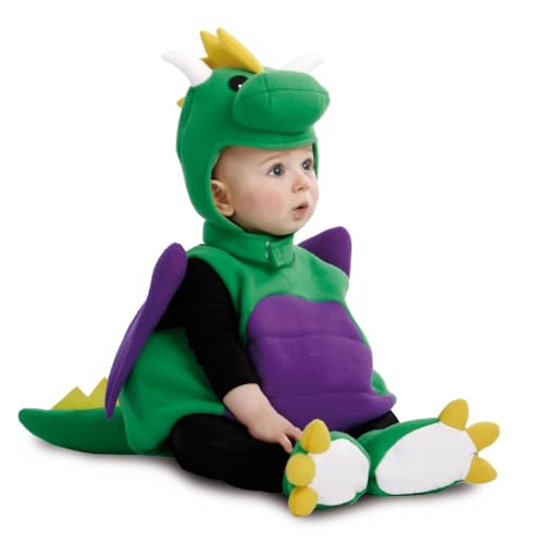 My Other Me Dinosaurier-Kostüm für Babys, Unisex, Größe 7-12 Monate, inklusive Mütze mit gelbem Wappen und weißen Hörnern, grünem Kleid und lila Flügeln und Schuhe mit gelben Krallen. My Other Me Dinosaurier-Kostüm für Babys, Unisex, Größe 7-12 Monate, inklusive Mütze mit gelbem Wappen und weißen Hörnern, grünem Kleid und lila Flügeln und Schuhe mit gelben Krallen. von My Other Me