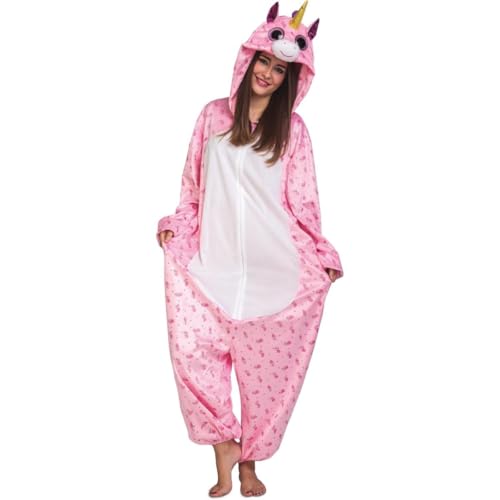 My Other Me Einhorn-Pyjama, Unisex, mit Overall und Kapuze, Rosa, Größe S. Erwecken Sie Magie und Fantasie auf jeder Party von My Other Me