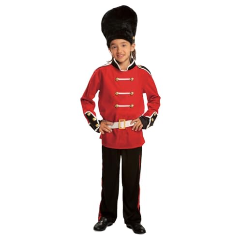 My Other Me - Englisches Garde-Kostüm für Kinder, Größe 10-12 Jahre. Inklusive Bearskin-Hut, rotes Hemd mit goldenen Knöpfen, Manschetten, Schulterklappen und Hose in schwarz, weißer Gürtel. von My Other Me