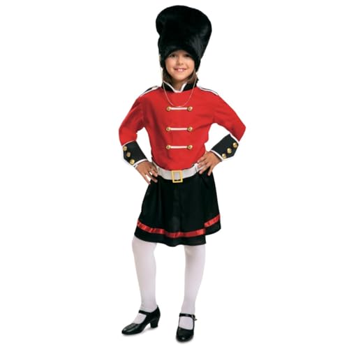 My Other Me - Englisches Garde-Kostüm für Mädchen, Größe 7-9 Jahre. Inklusive Hut, rotes Hemd mit goldenen Knöpfen, Manschetten, Schulterklappen und schwarzem Kragen, weißem Gürtel und Rock mit rotem von My Other Me