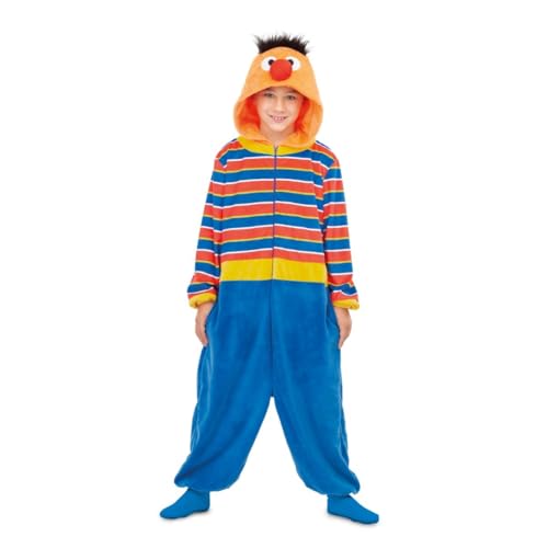 My Other Me Epi Pyjama für Kinder, Unisex, Größe 7-9 Jahre. Inklusive blauem Hosenanzug und gestreifter Bluse mit Kapuze, die den Kopf des Charakters simuliert. von My Other Me