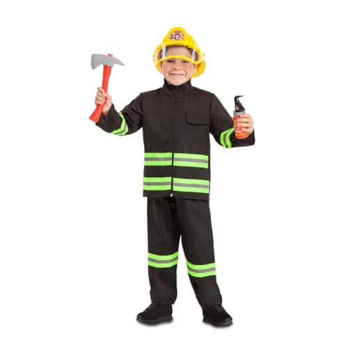 My Other Me Erwachsenenkostüm für Kinder, Unisex, gelb und schwarz, mit Hose, Jacke, Axt, Helm und Feuerlöscher, Größe 3-5 Jahre, bereit für Heldentätigkeiten. von My Other Me