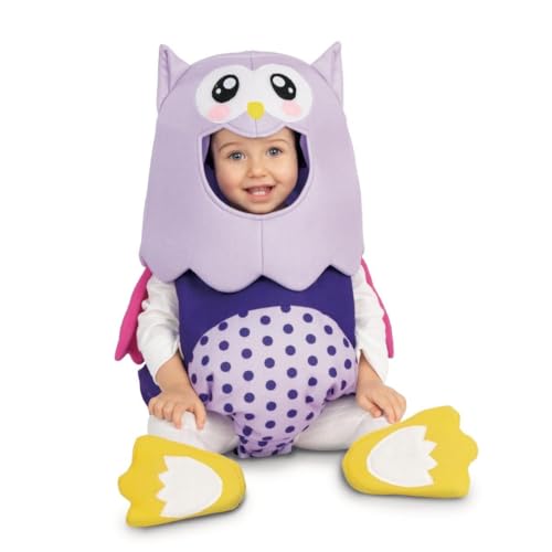 My Other Me Eulenkostüm für Babys, Unisex, mit Anzug, Mütze und Söckchen, Violett, Größe 0-6 Monate. Verwandeln Sie die ersten Abenteuer in einen Fantasy-Wald. von My Other Me