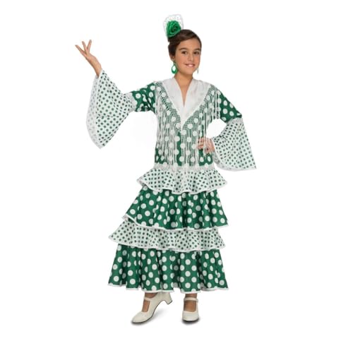 My Other Me Flamenco-Kostüm für Mädchen, Größe 3-4 Jahre, grünes und weißes Kleid, V-Ausschnitt, dekorative Spitze, große und kleine Punkte, lange Ärmel und Rüschenrock, andalusische Essenz. My Other Me Flamenco-Kostüm für Mädchen, Größe 3-4 Jahre, grünes und weißes Kleid, V-Ausschnitt, dekorative Spitze, große und kleine Punkte, lange Ärmel und Rüschenrock, andalusische Essenz. von My Other Me