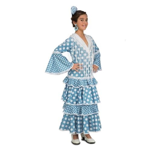 My Other Me Flamenco-Kostüm für Mädchen, Größe 5-6 Jahre, inklusive blauem Kleid mit großen und kleinen weißen Punkten, Rüschenrock, langen ausgestellten Ärmeln. My Other Me Flamenco-Kostüm für Mädchen, Größe 5-6 Jahre, inklusive blauem Kleid mit großen und kleinen weißen Punkten, Rüschenrock, langen ausgestellten Ärmeln. von My Other Me