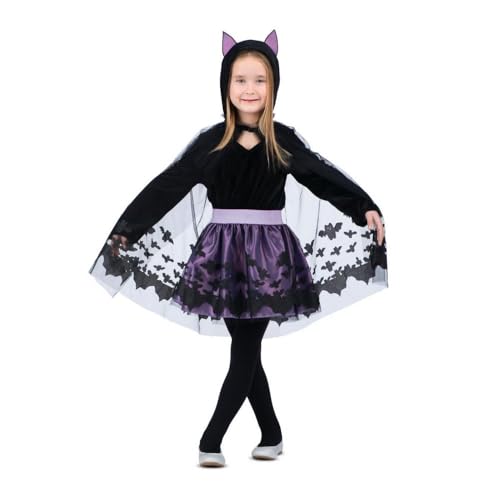 My Other Me Fledermaus-Kostüm für Mädchen mit Kapuze, Rock und Umhang in Schwarz und Lila, Größe 7-9 Jahre. Überraschen Sie alle mit Ihrem magischen und charmanten Stil von My Other Me