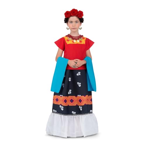 My Other Me Frida Kahlo Kostüm für Mädchen, Größe 5-6 Jahre, inklusive Kopfschmuck mit roten Rosen, blauer Schal, rotes T-Shirt mit Details und Rock mit Blumen, kleine mexikanische Künstlerin. My Other Me Frida Kahlo Kostüm für Mädchen, Größe 5-6 Jahre, inklusive Kopfschmuck mit roten Rosen, blauer Schal, rotes T-Shirt mit Details und Rock mit Blumen, kleine mexikanische Künstlerin. von My Other Me