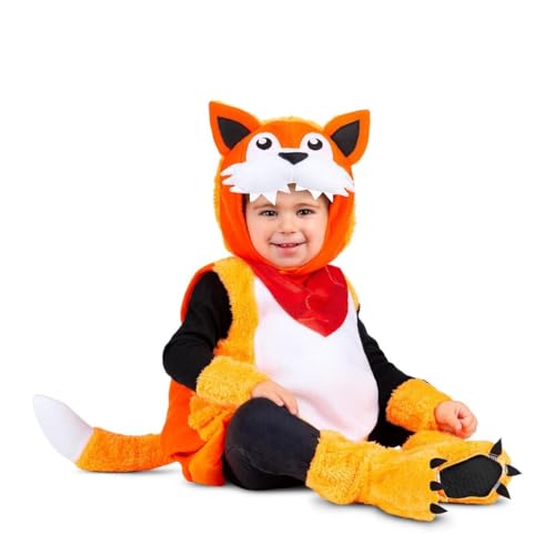 My Other Me Fuchskostüm für Babys, Unisex, in Orange und Weiß, mit Mütze, Overall, Handgelenken, Schwanz und Stiefelstulpen, Größe 12-24 Monate. Perfekt für ein Halloween voller Zärtlichkeit von My Other Me