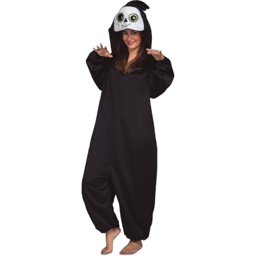 My Other Me Geister-Pyjama-Kostüm für Erwachsene, Unisex, mit Overall und Kapuze, schwarz-weiß, Größe S, ein Hauch von Humor für Halloween von My Other Me