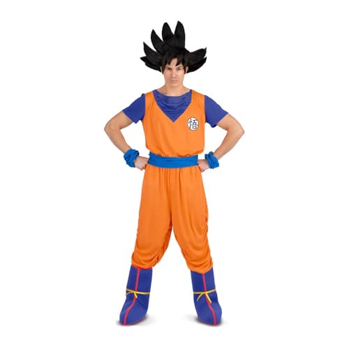 My Other Me Goku-Kostüm für Erwachsene, blau und orange, mit T-Shirt, Schärpe, Hose, Stiefelstulpen und Armreifen Größe M. Entfesseln Sie die Macht des Saiyajin-Kriegers bei jeder Veranstaltung. von My Other Me