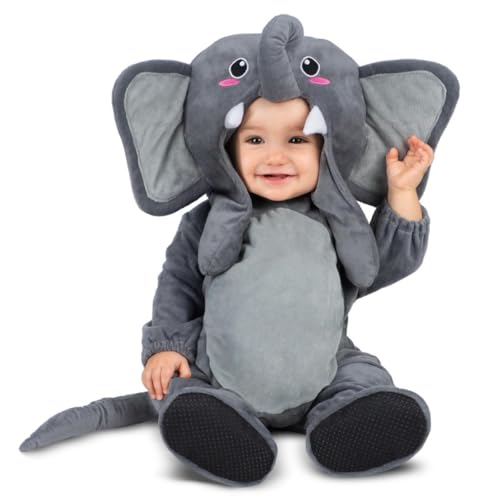 My Other Me Graues Elefantenkostüm für Babys, Unisex, mit Mütze mit Ohren, Overall, Schwanz und Söckchen, Größe 7-12 Monate. Machen Sie jeden Moment zu einem wilden Abenteuer. von My Other Me