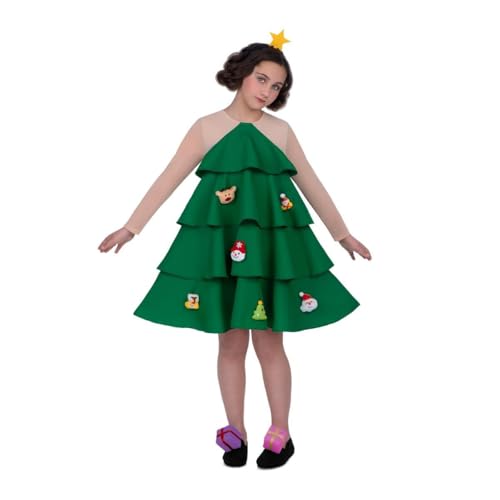 My Other Me Grünes Weihnachtsbaum-Kostüm für Kinder, mit Stirnband mit Stern, Kleid mit Figuren und Zubehör für Schuhe, Größe 10-12 Jahre. Bringen Sie die Party mit Originalität zum Strahlen. von My Other Me
