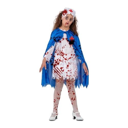 My Other Me Gruseliges Krankenschwester-Kostüm für Mädchen mit Haube, Umhang und Kleid mit Schürze in Blau und Weiß, Größe 10-12 Jahre. Erschrecken Sie alle mit Ihrer unheimlichen und charmanten Note von My Other Me
