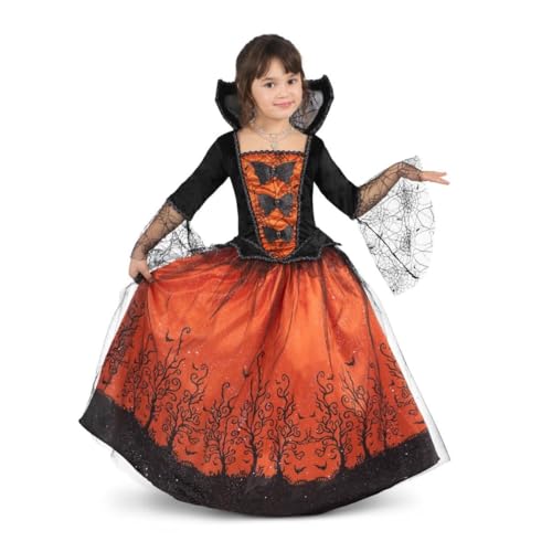 My Other Me - Halloween-Königin-Kostüm für Mädchen, Größe 3-4 Jahre, inklusive Kleid mit Spitzenärmeln mit Spinnennetzen, orangefarbenem Rock mit Fledermäusen und Unterrock mit Volumen, charmante My Other Me - Halloween-Königin-Kostüm für Mädchen, Größe 3-4 Jahre, inklusive Kleid mit Spitzenärmeln mit Spinnennetzen, orangefarbenem Rock mit Fledermäusen und Unterrock mit Volumen, charmante von My Other Me
