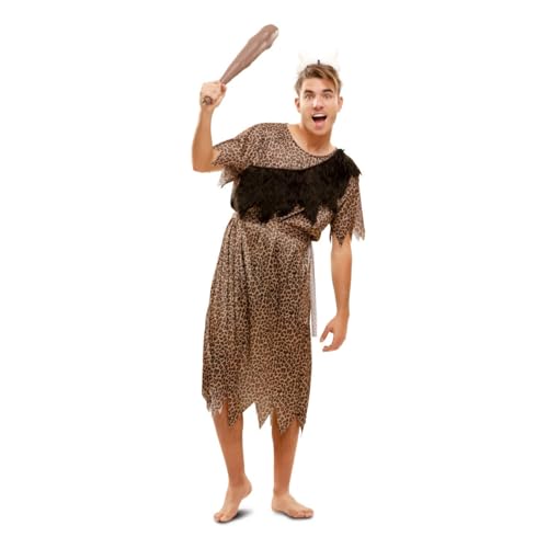 My Other Me Herren-Kostüm Troglodita Größe M-L. Inklusive weißem Knochen-Kopfband, Kleid und Gürtel mit Leopardenmuster und braunem Rüschen. Erwecken Sie Ihre wildeste Seite! von My Other Me