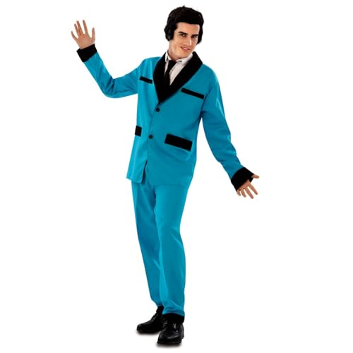 My Other Me Herren-Kostüm der 50er-Jahre, Größe S. Inklusive roter Jacke mit schwarzen Details an Bündchen, Knopf und Taschenrand, blaue Hose mit schwarzem Saum, hebt sich auf jeder Retro-Party ab. My Other Me Herren-Kostüm der 50er-Jahre, Größe S. Inklusive roter Jacke mit schwarzen Details an Bündchen, Knopf und Taschenrand, blaue Hose mit schwarzem Saum, hebt sich auf jeder Retro-Party ab. von My Other Me