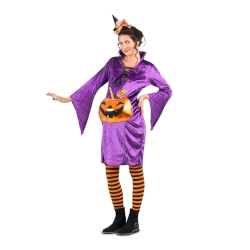 My Other Me Hexenkostüm für Erwachsene mit Kopfschmuck, Kleid mit Tasche und Strümpfen in Orange und Lila, Größe M. Perfekt für einen magischen und geheimnisvollen Abend von My Other Me