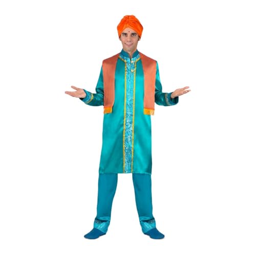 My Other Me Hindu-Kostüm für Herren, Größe L. Inklusive türkisfarbener Tunika mit Mao-Kragen, verziert mit blauen Streifen und goldfarbenen Paspeln, blauer Hose mit Stickereien, Schal und My Other Me Hindu-Kostüm für Herren, Größe L. Inklusive türkisfarbener Tunika mit Mao-Kragen, verziert mit blauen Streifen und goldfarbenen Paspeln, blauer Hose mit Stickereien, Schal und von My Other Me