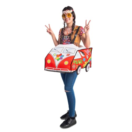 My Other Me Hippie-Kostüm für Erwachsene, Einheitsgröße, inklusive rotem Band mit weißen Blumen und Struktur mit verstellbaren schwarzen Trägern und Regenbogenzeichnungen und Friedenszeichen. My Other Me Hippie-Kostüm für Erwachsene, Einheitsgröße, inklusive rotem Band mit weißen Blumen und Struktur mit verstellbaren schwarzen Trägern und Regenbogenzeichnungen und Friedenszeichen. von My Other Me
