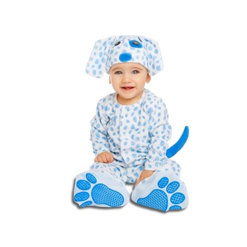 My Other Me Hundekostüm für Babys, Unisex, mit Mütze, Overall, Schwanz und Schnuller, blau und weiß, Größe 7-12 Monate. Perfekt für die liebenswertesten Fotos im Familienalbum! von My Other Me