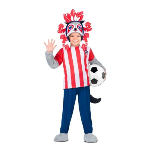 My Other Me Indi-Kostüm für Kinder, Unisex, mit Mütze, T-Shirt, Hose, Schwanz und Stiefelstulpen in Rot und Blau, Größe 3-4 Jahre, perfekt für Sportpartys von My Other Me