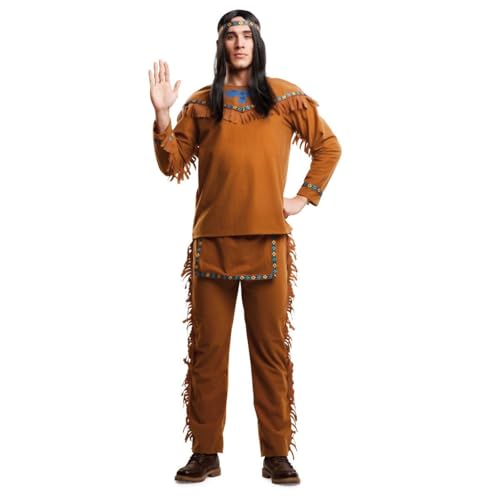 My Other Me Indianer-Kostüm für Erwachsene, braun, mit Stirnband, Hemd und Hose, Größe ML. Überqueren Sie die Ebene mit Stil auf Ihrer nächsten Mottoparty. von My Other Me