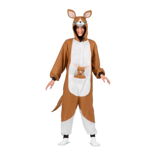 My Other Me Känguru-Pyjama-Kostüm für Erwachsene, Unisex, Einheitsgröße. Inklusive braunem und weißem Overall mit Kapuze mit Knöpfen, Ohren, Augen und Schnauze, Schwanz und Tasche zum Anlegen des My Other Me Känguru-Pyjama-Kostüm für Erwachsene, Unisex, Einheitsgröße. Inklusive braunem und weißem Overall mit Kapuze mit Knöpfen, Ohren, Augen und Schnauze, Schwanz und Tasche zum Anlegen des von My Other Me