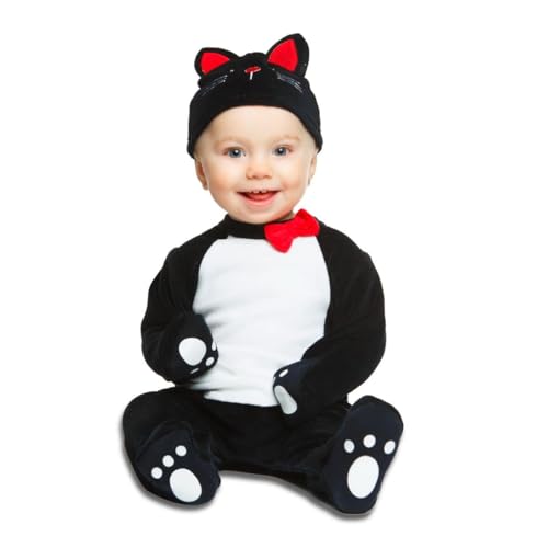 My Other Me Katzenkostüm für Babys, Unisex, Größe 7–12 Monate. Inklusive schwarzem Plüschoverall mit weißem Bauch, Fußabdrücken auf Handschuhen und Füßen, Mütze mit roten Ohren, gestickter Schnauze My Other Me Katzenkostüm für Babys, Unisex, Größe 7–12 Monate. Inklusive schwarzem Plüschoverall mit weißem Bauch, Fußabdrücken auf Handschuhen und Füßen, Mütze mit roten Ohren, gestickter Schnauze von My Other Me