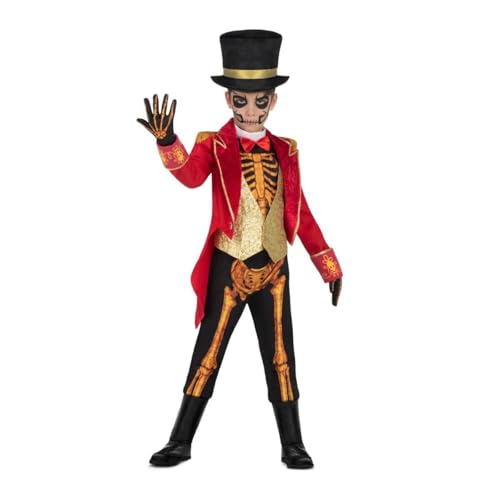 My Other Me Kinder-Kostüm mit Hut, Jacke, Weste mit Hemd, Handschuhe, Hose und Stiefelstulpen in Rot und Gold, Größe 7-9 Jahre. Entdecken Sie die Magie des Zirkus bei jedem Schritt von My Other Me