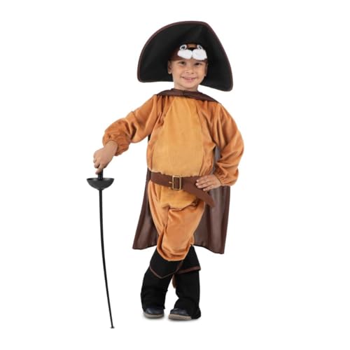 My Other Me Kinderkostüm Katze mit Stiefeln in Orange mit Hut, Maske, Umhang, Overall, Gürtel, Schwanz und Gamaschen, Größe 5-6 Jahre. Begeben Sie sich auf Märchenabenteuer. von My Other Me