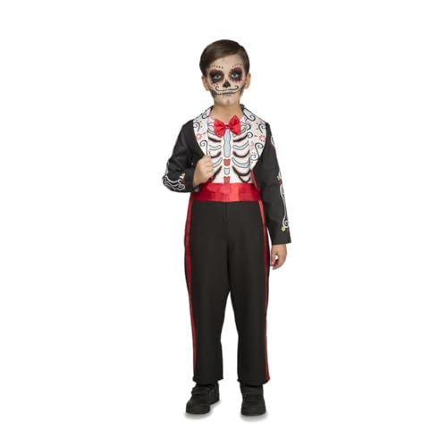 My Other Me Kinderkostüm Tag der Toten, mexikanisches Skelett, schwarz und rot, mit Overall und Jacke, Größe 10-12 Jahre, Tradition mit Stolz und unvergleichlichem Stil von My Other Me
