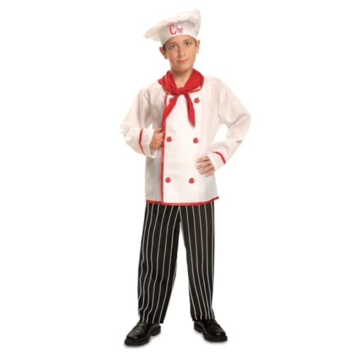 My Other Me Koch-Kostüm für Kinder, Größe 10-12 Jahre. Inklusive weißer Mütze mit rotem Chef-Schriftzug, Halstuch, weißes Hemd mit roten Knöpfen und gestreifter Hose. My Other Me Koch-Kostüm für Kinder, Größe 10-12 Jahre. Inklusive weißer Mütze mit rotem Chef-Schriftzug, Halstuch, weißes Hemd mit roten Knöpfen und gestreifter Hose. von My Other Me