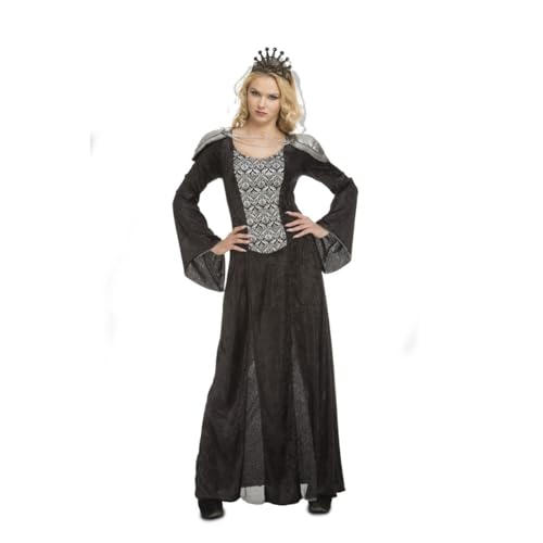 My Other Me Königin-Kostüm für Damen, Größe M-L. Inklusive langem schwarzen Kleid mit ausgestellten Ärmeln, Ketten, Schulterklappen und silbernen Details und glänzender, schwarzer Krone. Majestätisch My Other Me Königin-Kostüm für Damen, Größe M-L. Inklusive langem schwarzen Kleid mit ausgestellten Ärmeln, Ketten, Schulterklappen und silbernen Details und glänzender, schwarzer Krone. Majestätisch von My Other Me