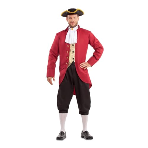 My Other Me Kolonial-Kostüm für Herren, Größe XL, inkl. roter Jacke mit abgerundetem Revers, schwarze Caprihose, beigefarbene Brokat-Weste und weißer Plissee-Jet. My Other Me Kolonial-Kostüm für Herren, Größe XL, inkl. roter Jacke mit abgerundetem Revers, schwarze Caprihose, beigefarbene Brokat-Weste und weißer Plissee-Jet. von My Other Me
