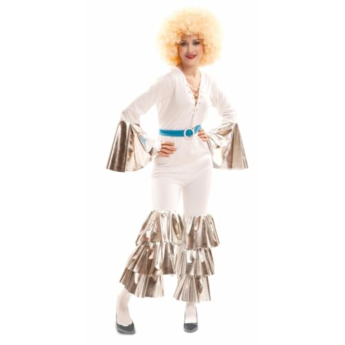 My Other Me Kostüm Disco für Damen, Größe M-L. Inklusive weißem Overall mit ausgestellten Ärmeln und Hosenbund mit silbernen Rüschen und blauem Gürtel mit Schnalle. My Other Me Kostüm Disco für Damen, Größe M-L. Inklusive weißem Overall mit ausgestellten Ärmeln und Hosenbund mit silbernen Rüschen und blauem Gürtel mit Schnalle. von My Other Me