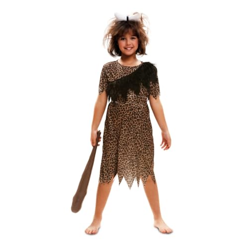 My Other Me Kostüm Troglodita für Mädchen, Größe 10 – 12 Jahre, inklusive weißem Haarreif in Knochenform, Kleid mit Leopardenmuster und braunem Rüschen, Gürtel mit Tieraufdruck. von My Other Me