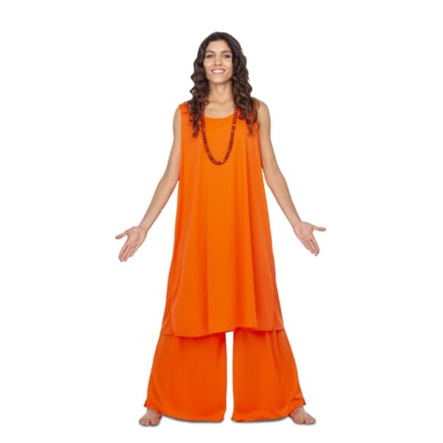 My Other Me Kostüm für Damen, Größe M-L, inklusive ärmellosem Kleid in Orange, passender fließender Hose und langer Halskette aus dunklen Perlen, spirituell und symbolisch. My Other Me Kostüm für Damen, Größe M-L, inklusive ärmellosem Kleid in Orange, passender fließender Hose und langer Halskette aus dunklen Perlen, spirituell und symbolisch. von My Other Me