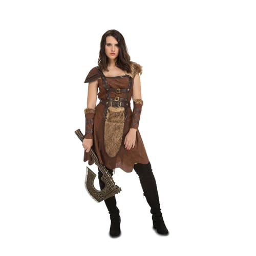 My Other Me Kostüm für Erwachsene, braune Kriegerin, mit Kleid, Gürtel und Manschetten, Größe ML, perfekt zum Wiedererleben epischer mittelalterlicher Schlachten von My Other Me